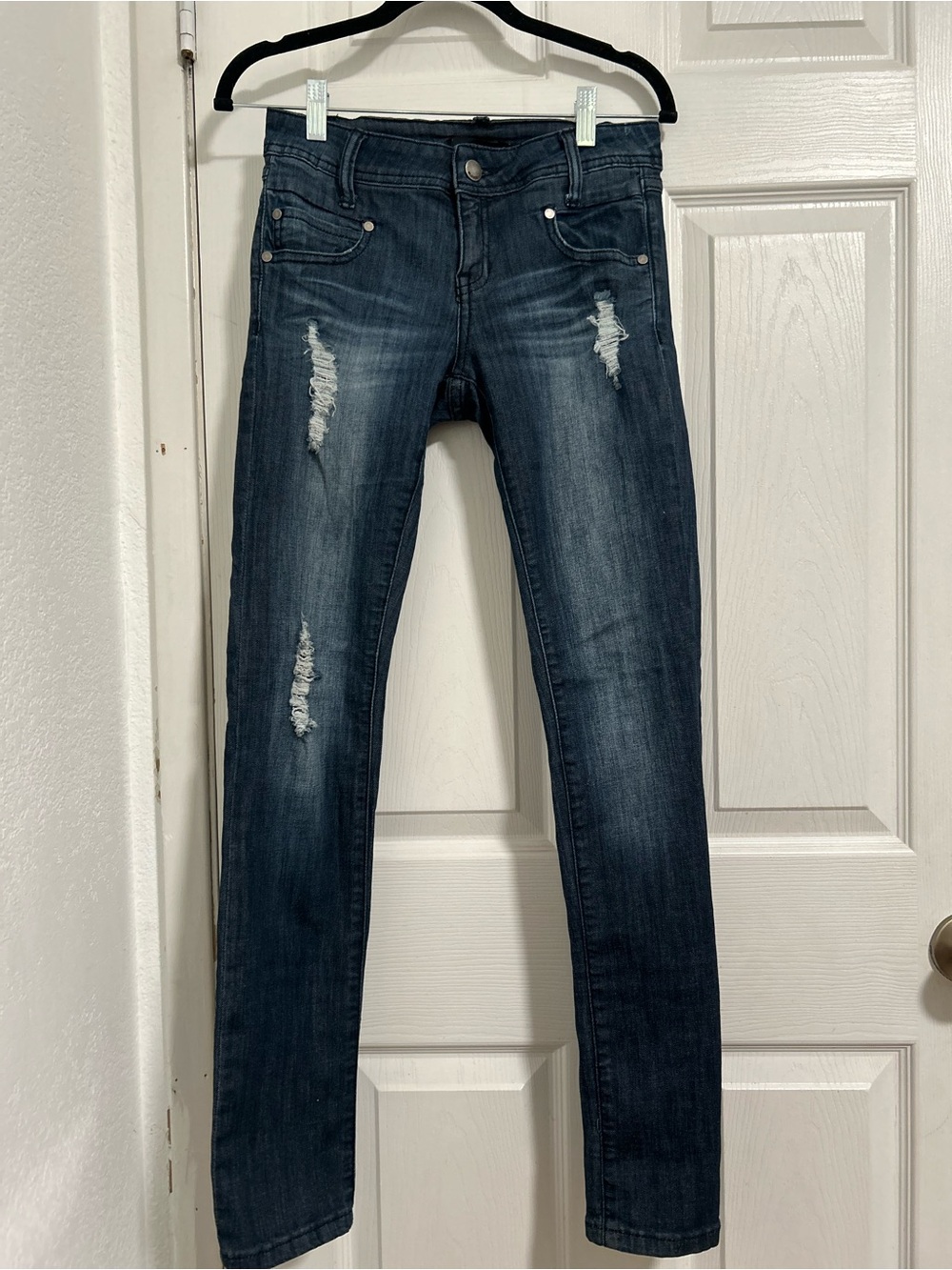Mind Code Dark Blue Ripped Skinny Jeans